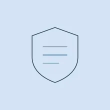 A shield with three rules set inside it