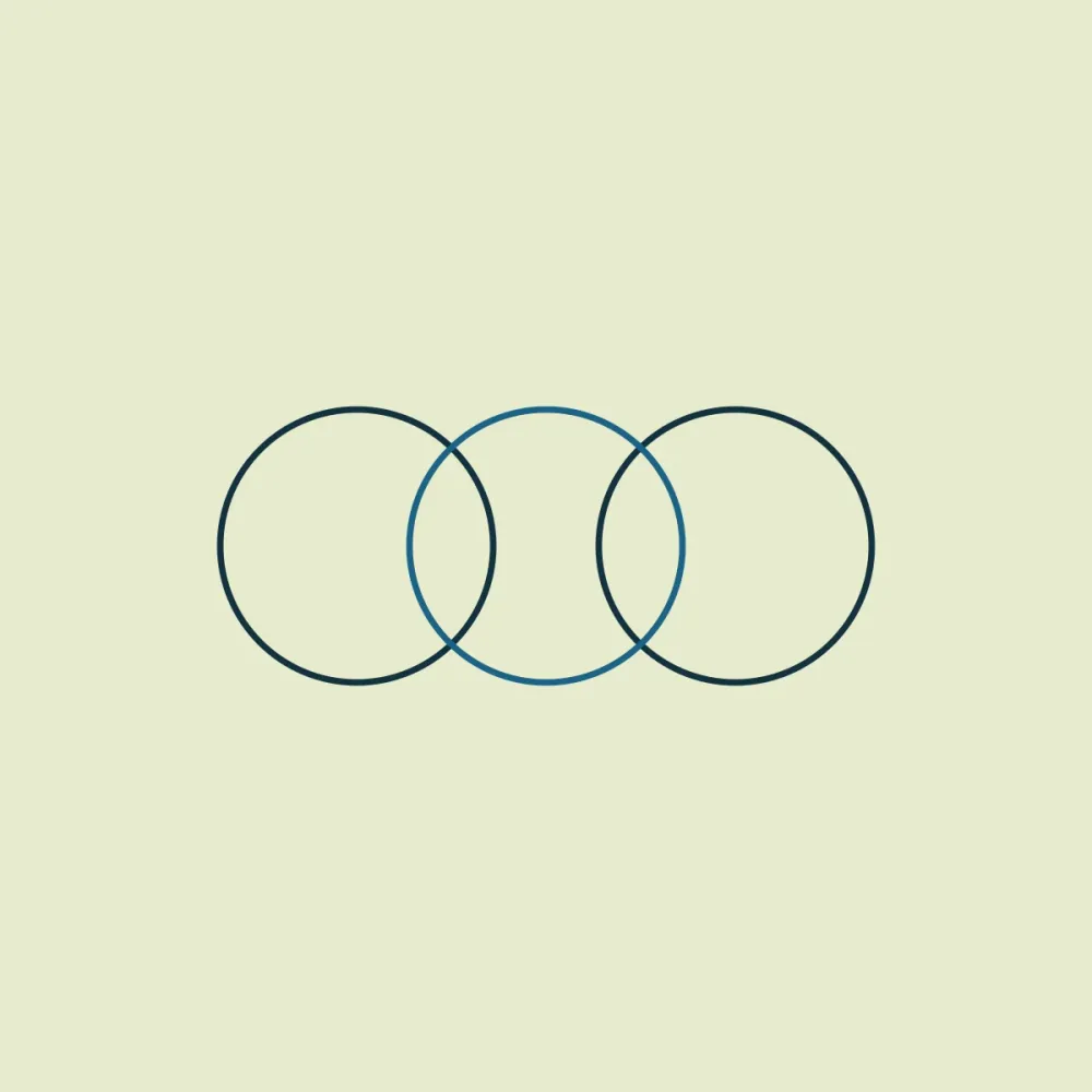 Three rings linked in a row