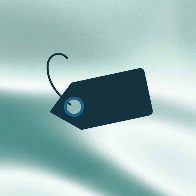 A swing price tag on its string, with the eyelet ring picked out