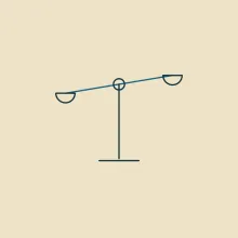 A weighing beam tipped to one side