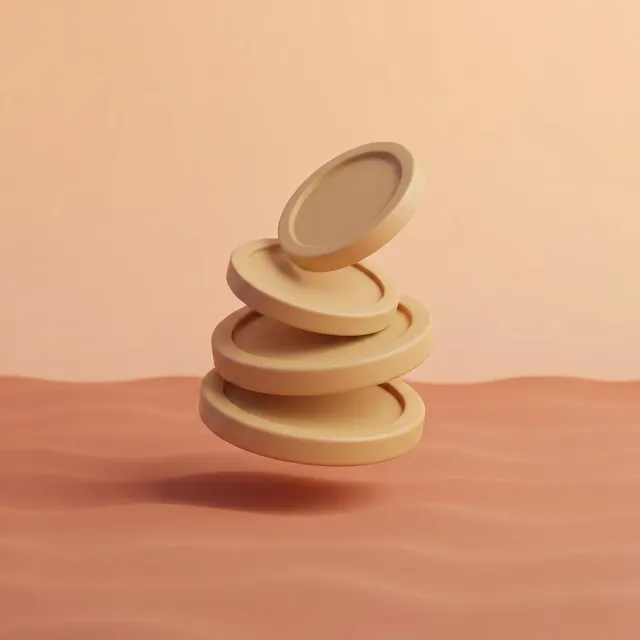 Matte clay stack of coins representing UK AI development cost planning