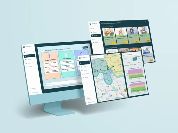 Air Aware web application interface showing air quality data for London