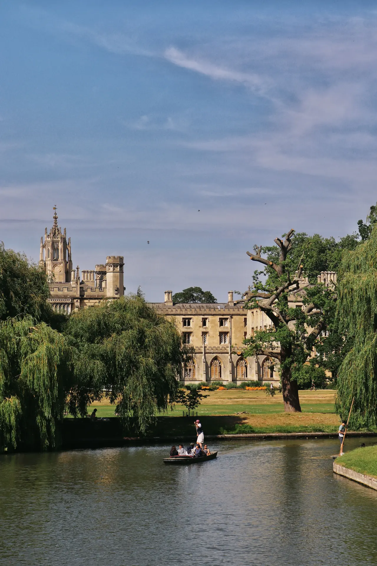 Punting on the River Cam below St John's College in Cambridge