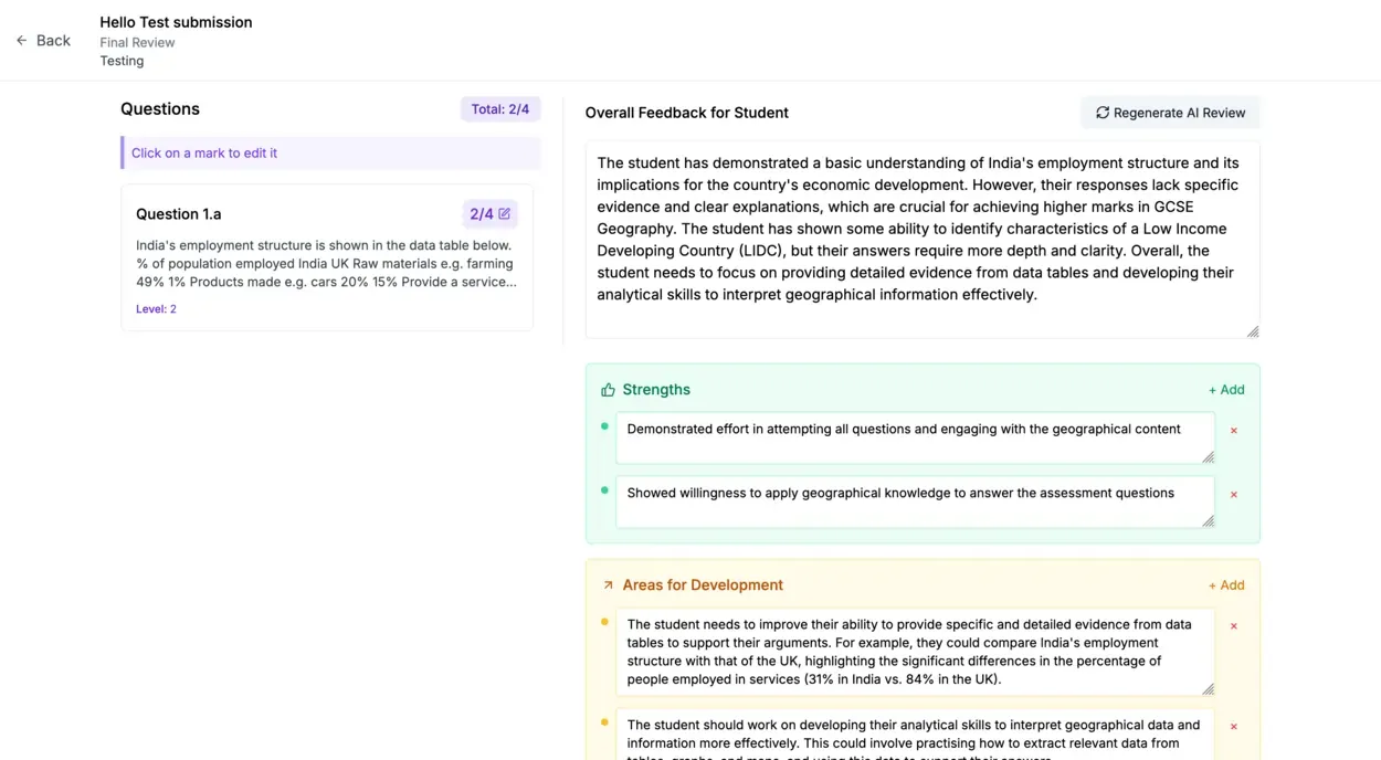 Personalised Feedback Generation