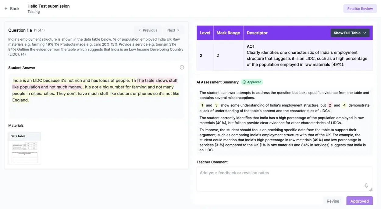 AI Marking Interface