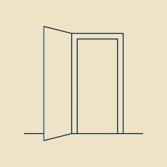 A door standing ajar in its frame