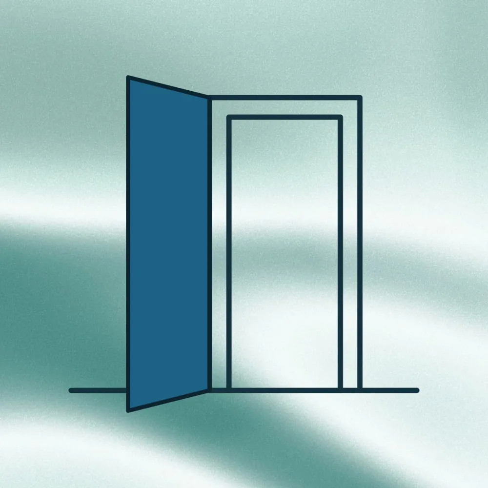 A door standing ajar in its frame