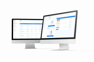 The Zappl device management platform on two desktop screens