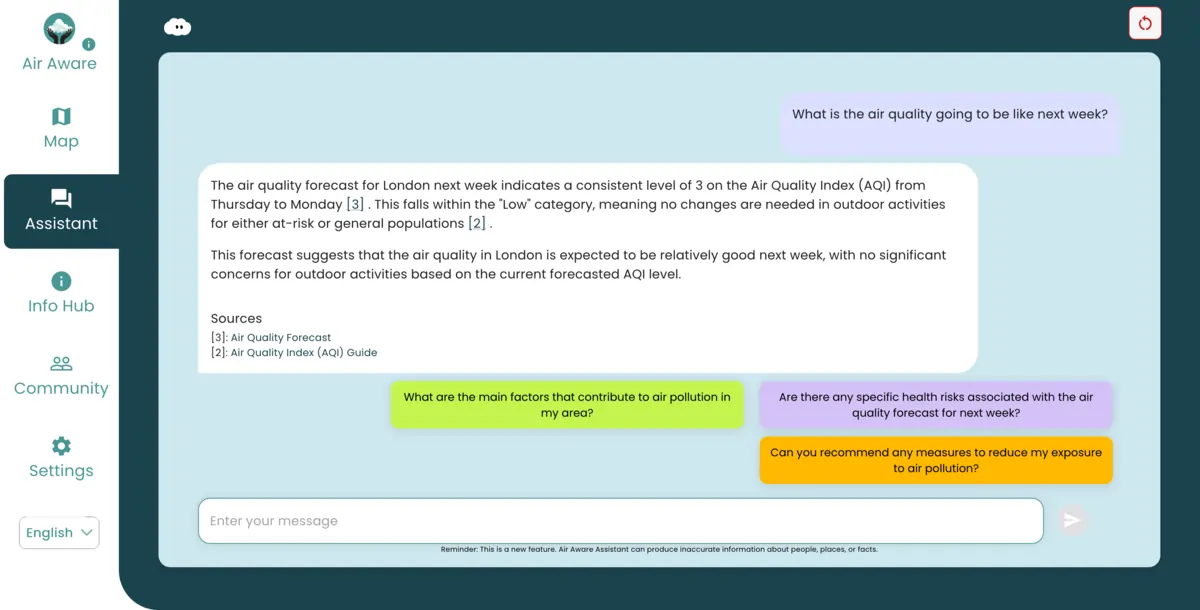 1. A targeted AI solution, the Air Quality Assistant
