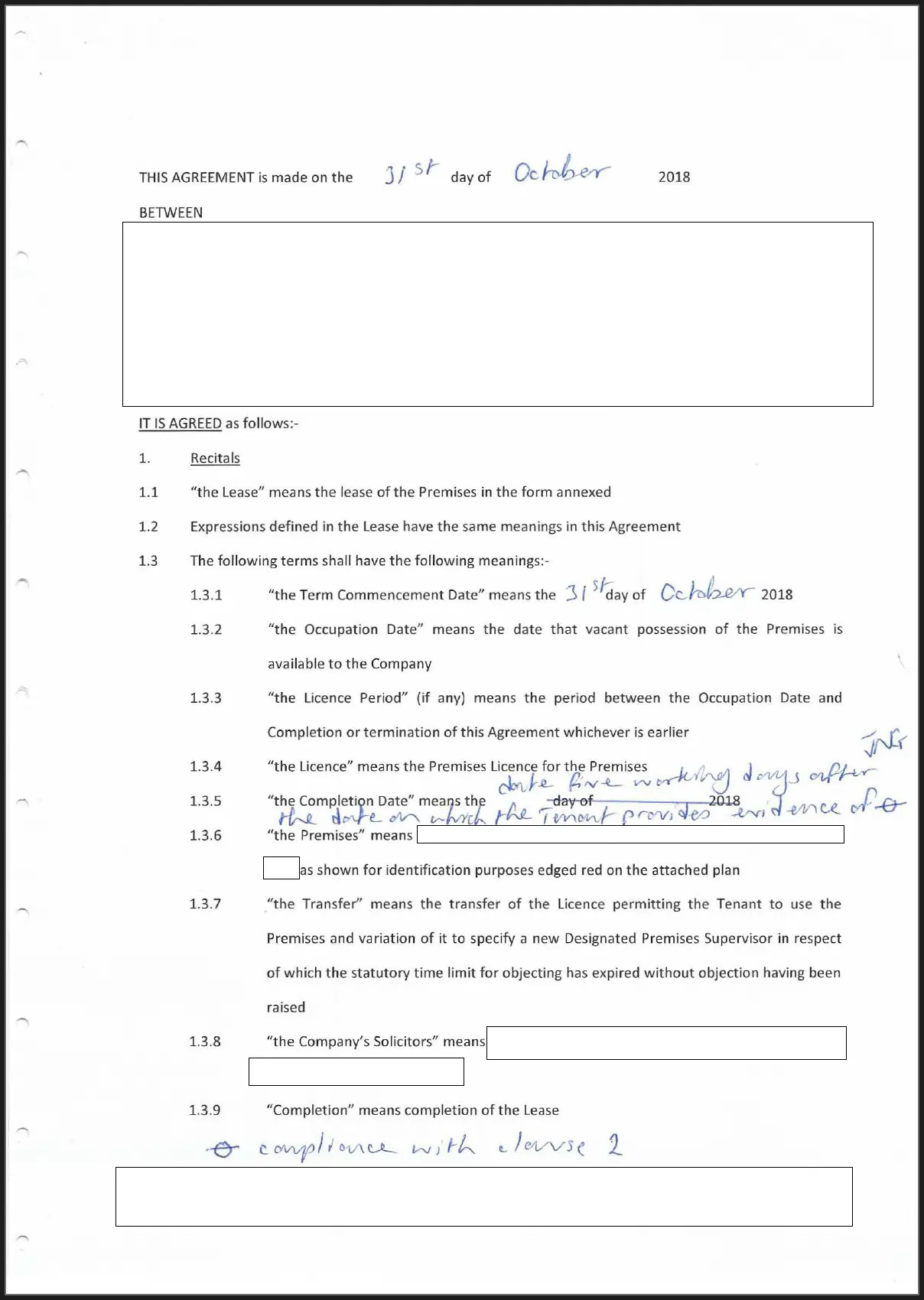 An example document with handwriting